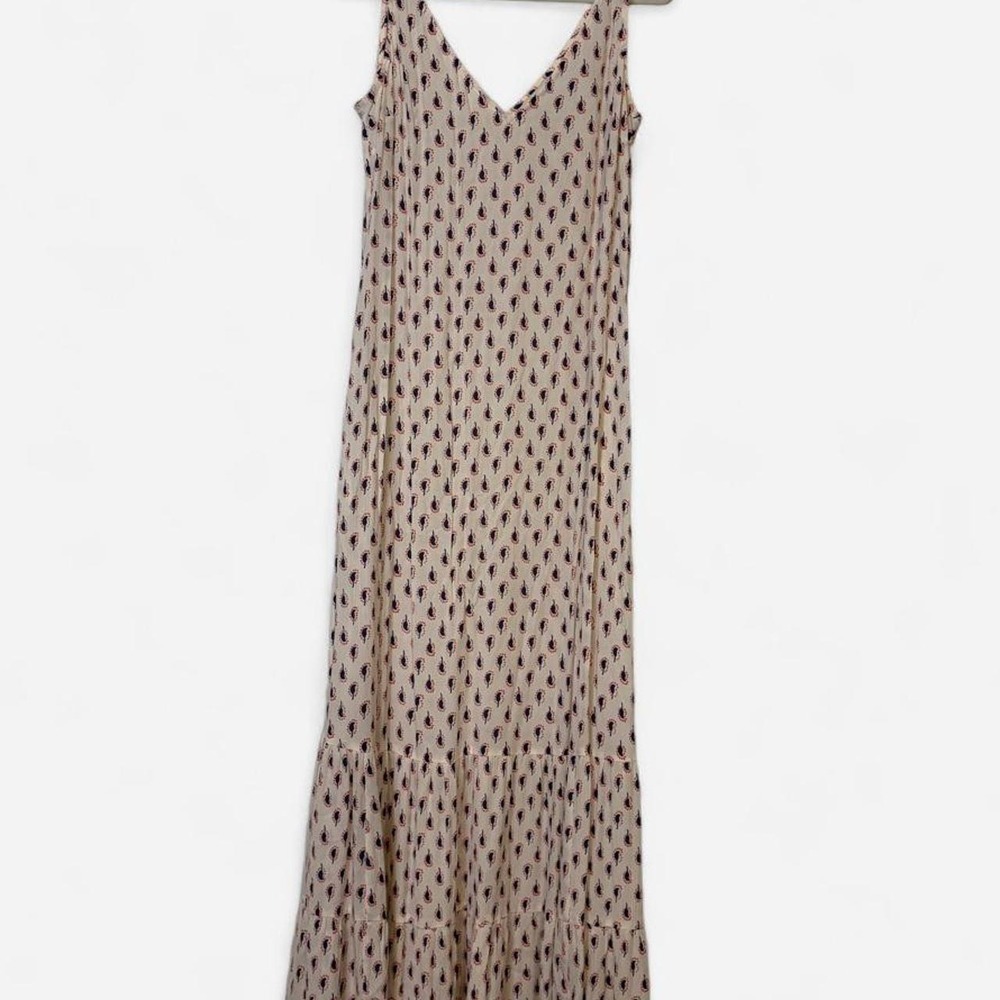 Boden Paisley Tiered Maxi Dress UK 14 US 10 Cream Navy Red Boho Cottagecore